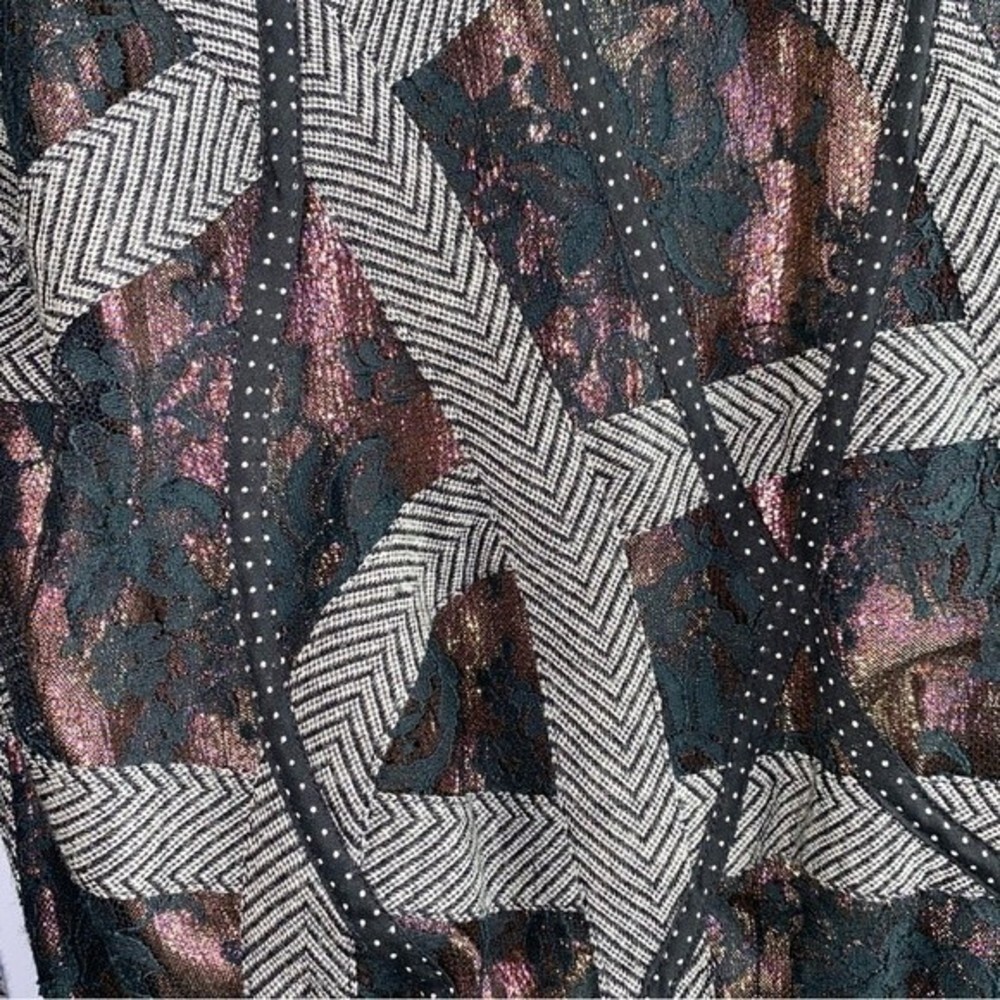 Rare Vintage KOOS Van Den Akker New York Metallic Lace Overly Button Sweater S - Picture 6 of 15